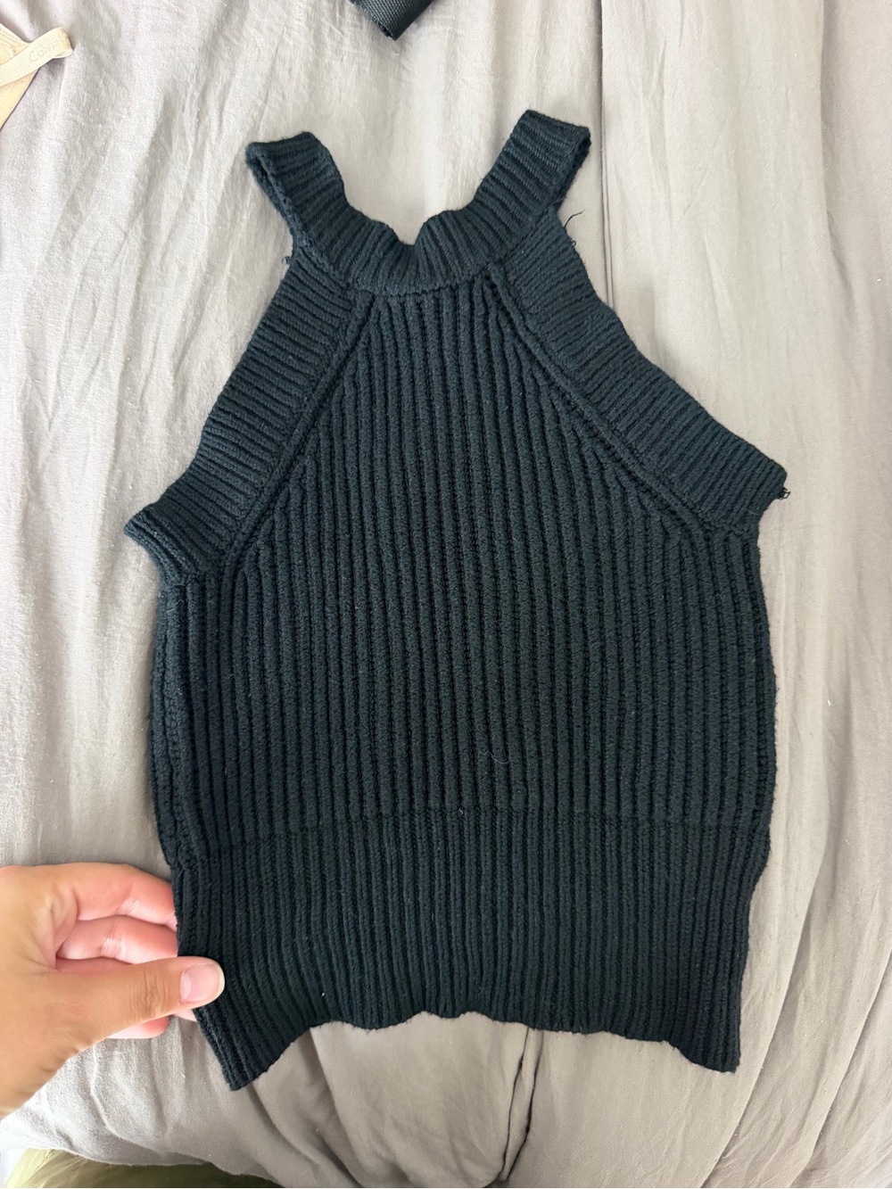 Brandy Melville Black Ribbed Knit Halter Tank